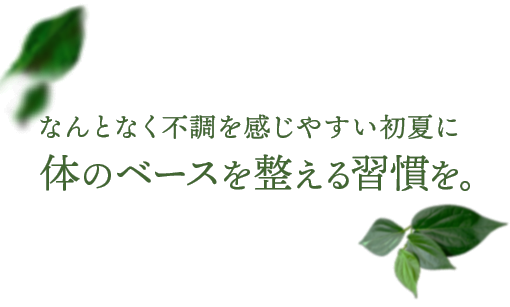 なんとなく不調を感じやすい初夏に、体のベースを整える習慣を。